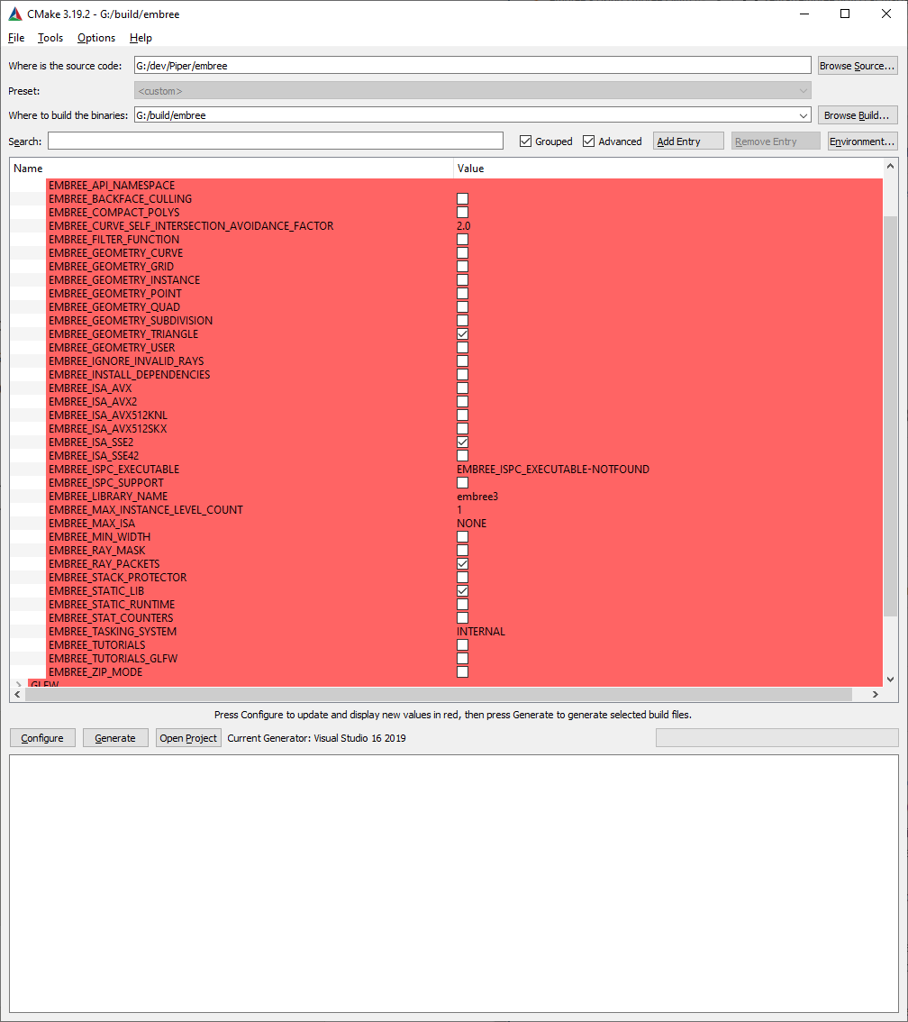 Embree3 CMake configuration